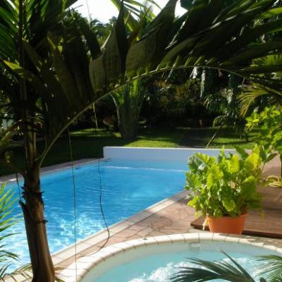 jacuzzi,piscine et jardin du meublé de tourisme