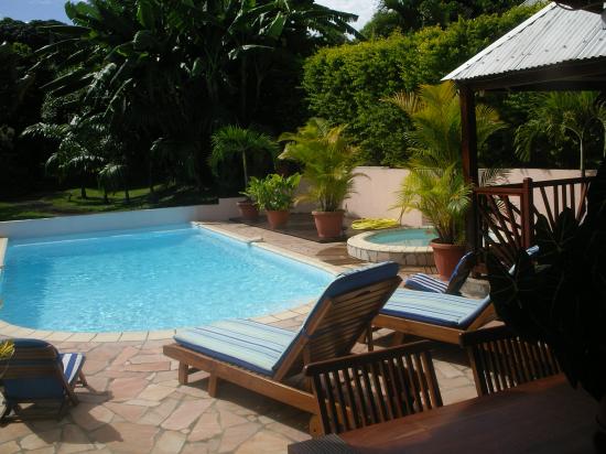 vue de la piscine de la petite varangue de la villa