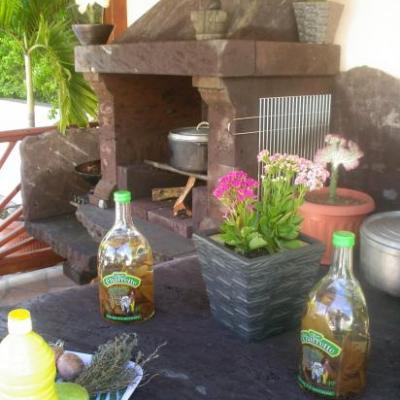 cuisine d'été au feu de bois et barbecue de l'hébergement